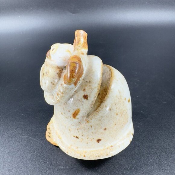 Vintage Hand Made Stoneware Pottery Kitty Cat Cardholder Figurine Speckled Glaze - Picture 7 of 12